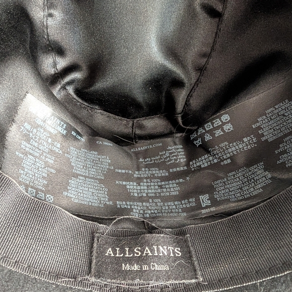 All Saints black wool fedora hat with leather band - Picture 6 of 8